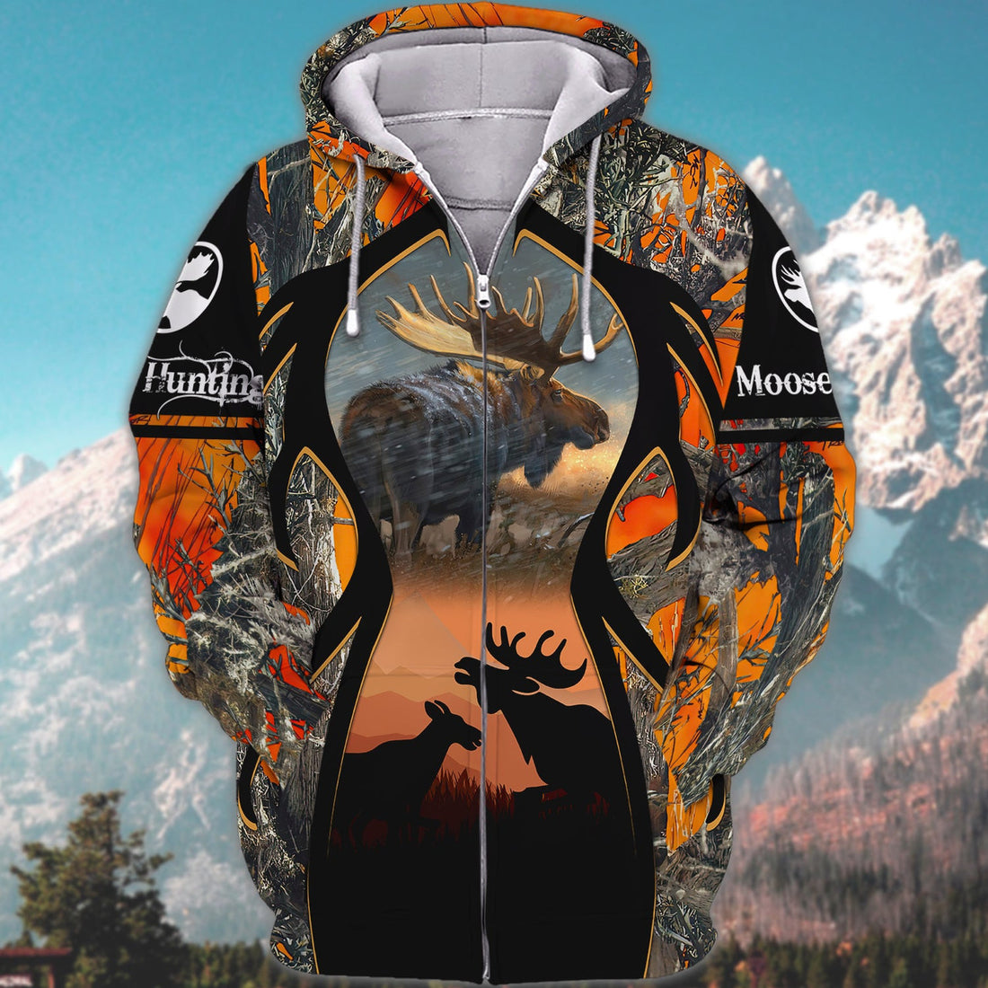 FUNSTUFFPRINT Moose Hunting 3D Hoodie and Zip Hoodie