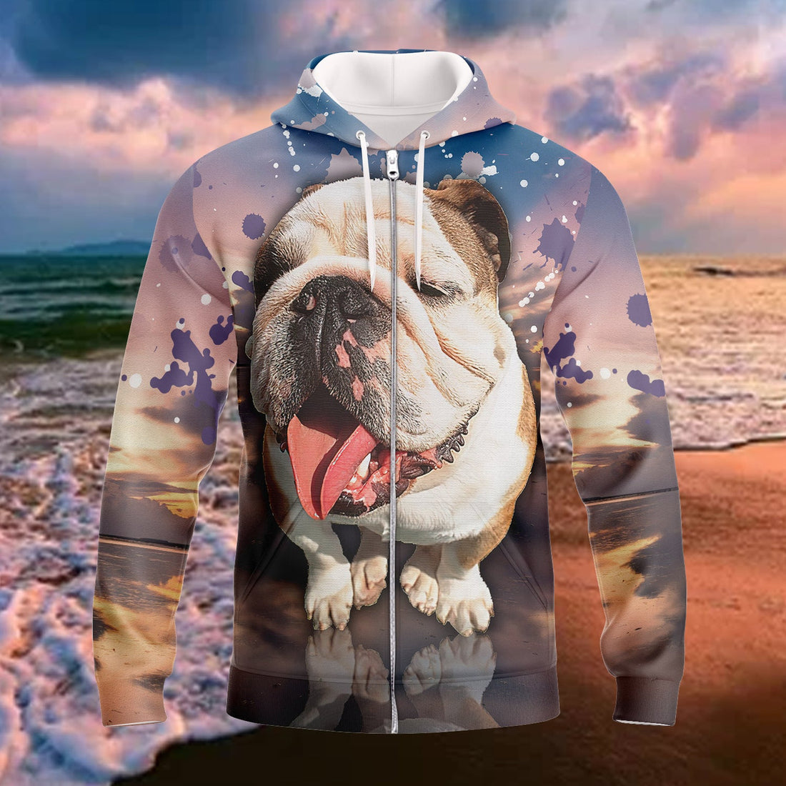 FUNSTUFFPRINT Bulldog Full Print 3D Hoodie and Zip Hoodie