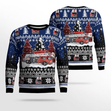 FUNSTUFFPRINT Hope Volunteer Fire Department Indiana AOP Christmas Sweater – Christmas Gifts For Firefighters Ugly  Sweater