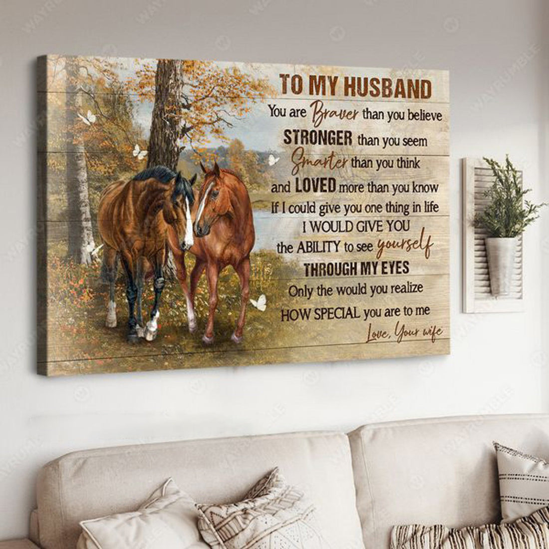 Horse Couple, Gift For Husband To My Husband You Are Braver Than You Believe Poster and Canvas