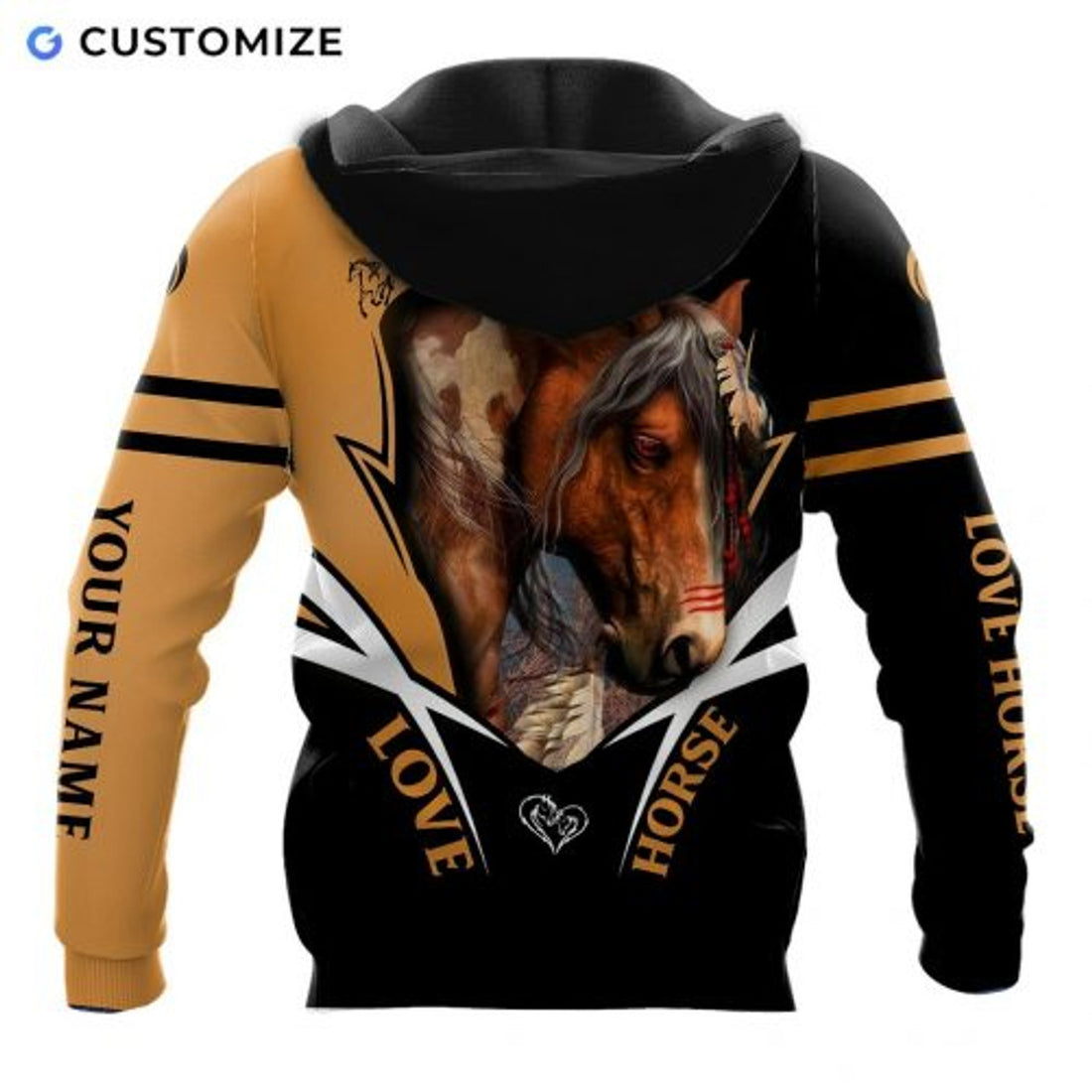 FUNSTUFFPRINT Personalized Horse 3D All Over Hoodie Love Horse 3D Hoodie and Zip Hoodie
