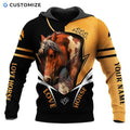 FUNSTUFFPRINT Personalized Horse 3D All Over Hoodie Love Horse 3D Hoodie and Zip Hoodie