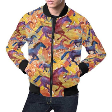 FUNSTUFFPRINT Horse Hand Drawn Pattern Print Men's 3D Bomber Jacket