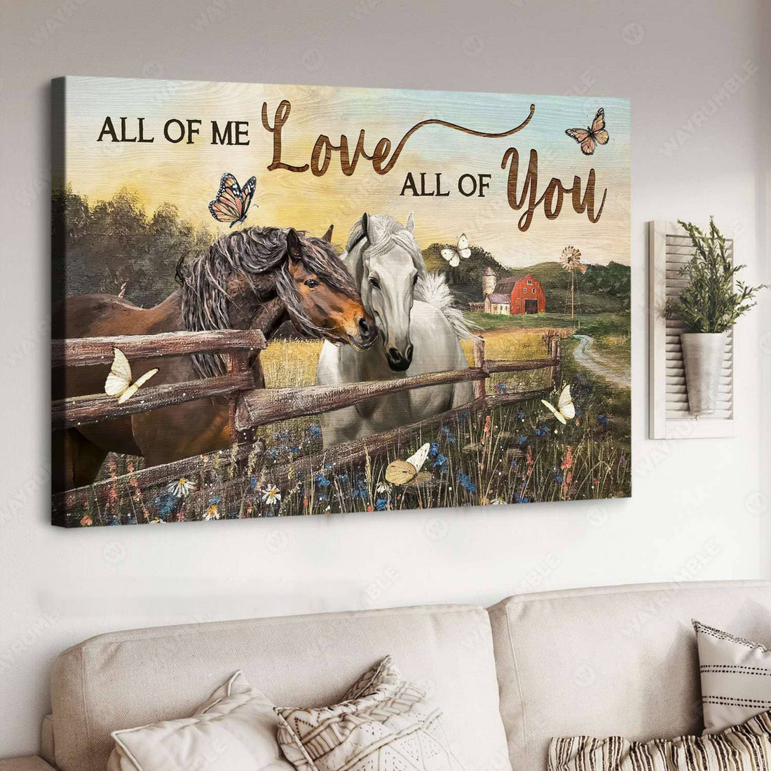 Horse Poster, All Of Me Love All Of You, Horse Couple, Farm Horse Poster and Canvas