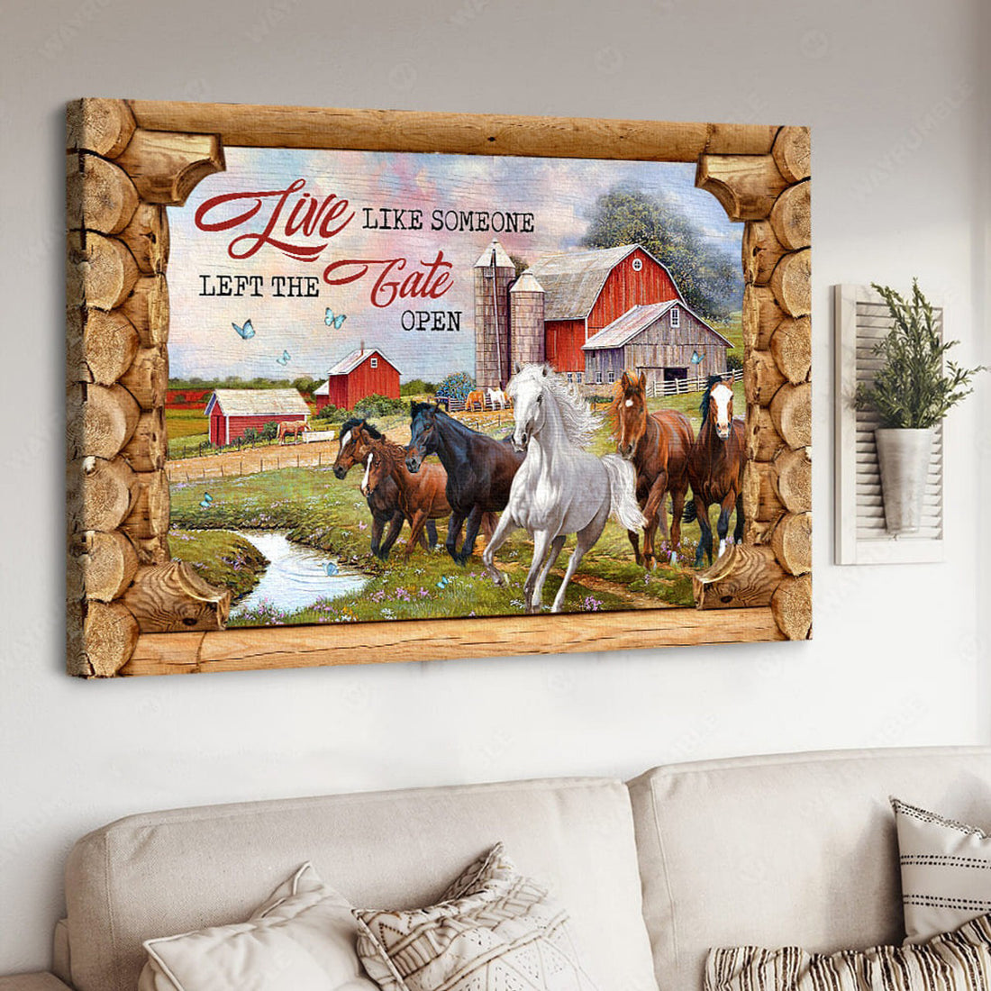 Horse Poster, Farm Horse, Live Like Someone Left The Gate Open Poster and Canvas