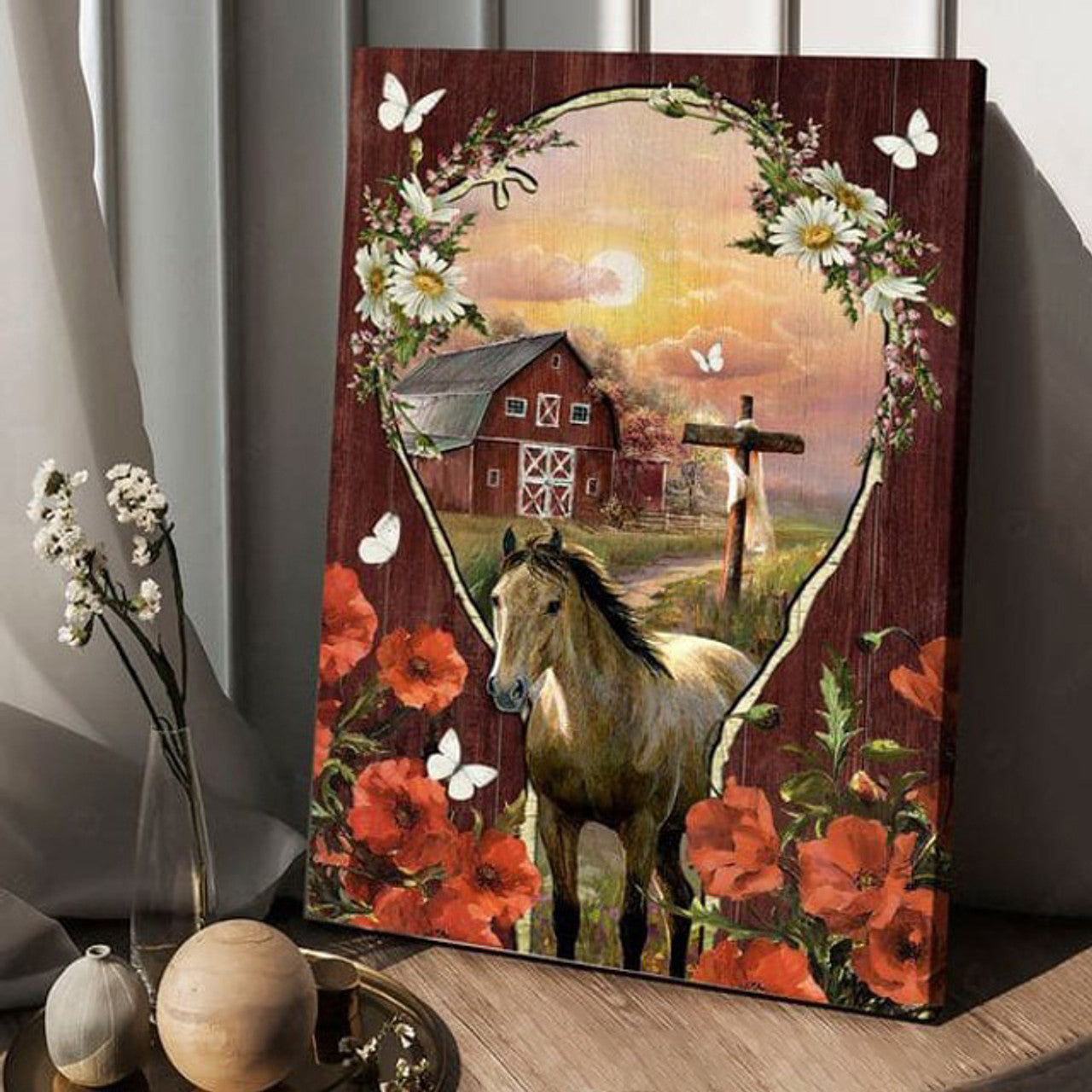 Horse Poster, Farm Horse, Poster Decor, God Cross Poster and Canvas