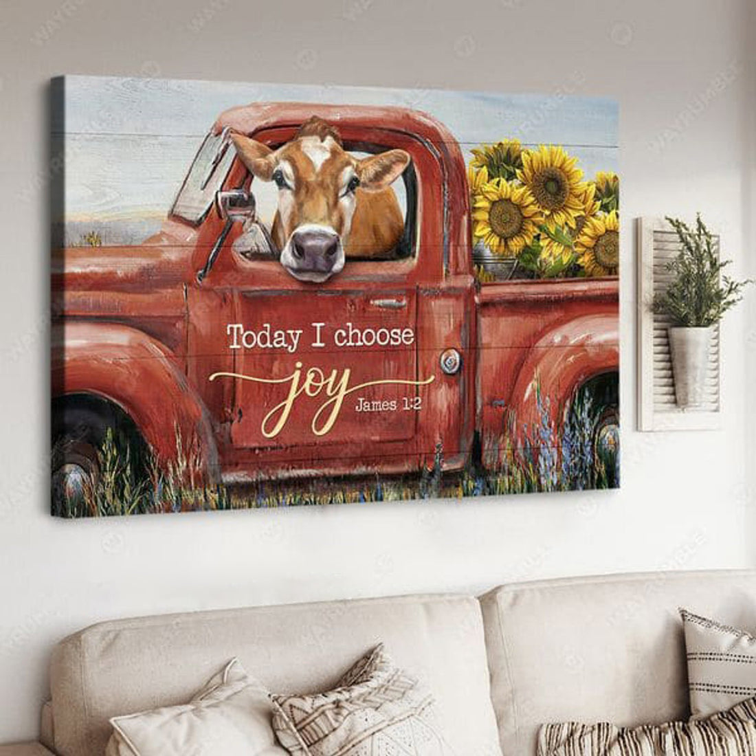 Farm Truck, Today I Choose Joy, Sunflower Lover, Farm Cow Poster and Canvas