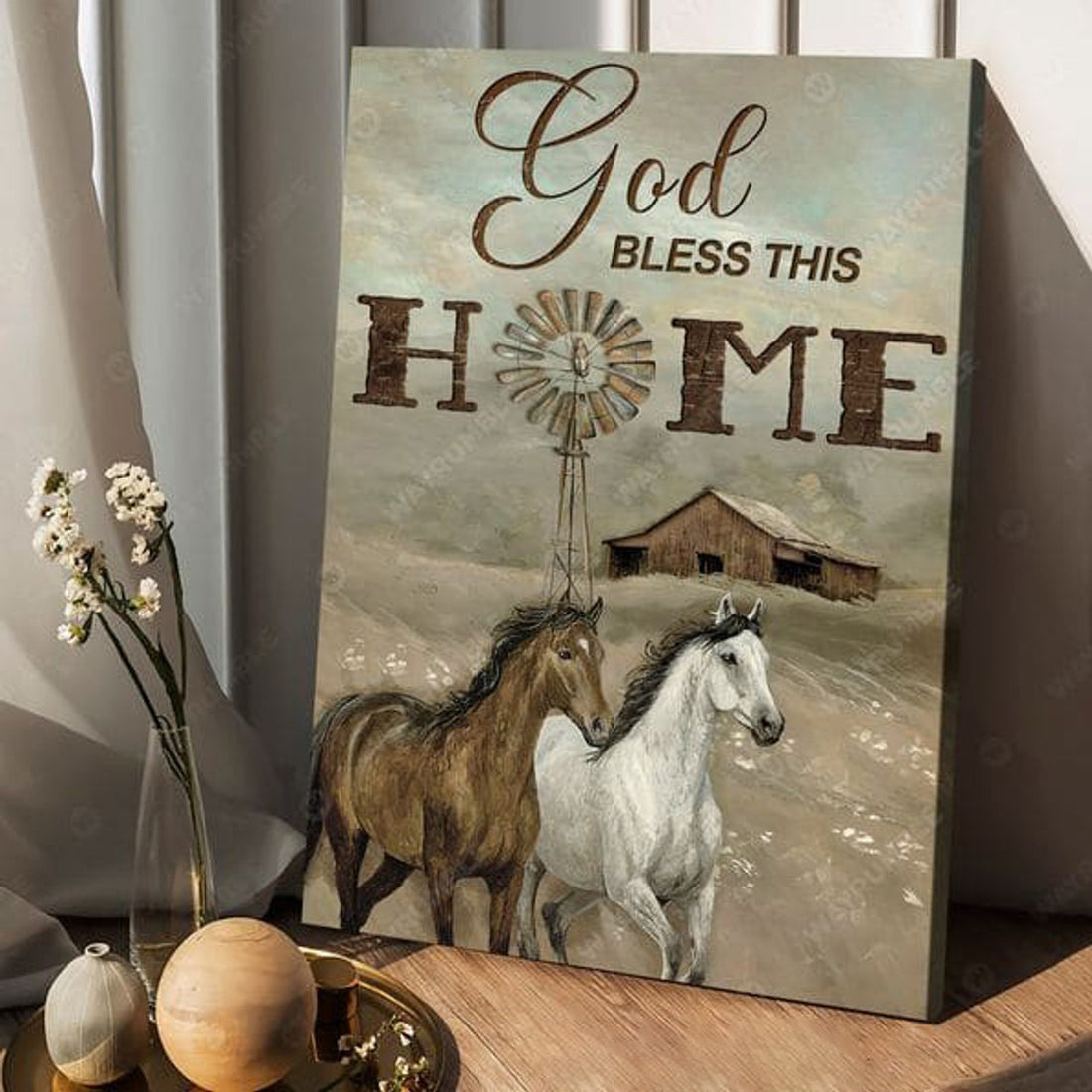 Horse Poster, God Bless Me Home Poster and Canvas