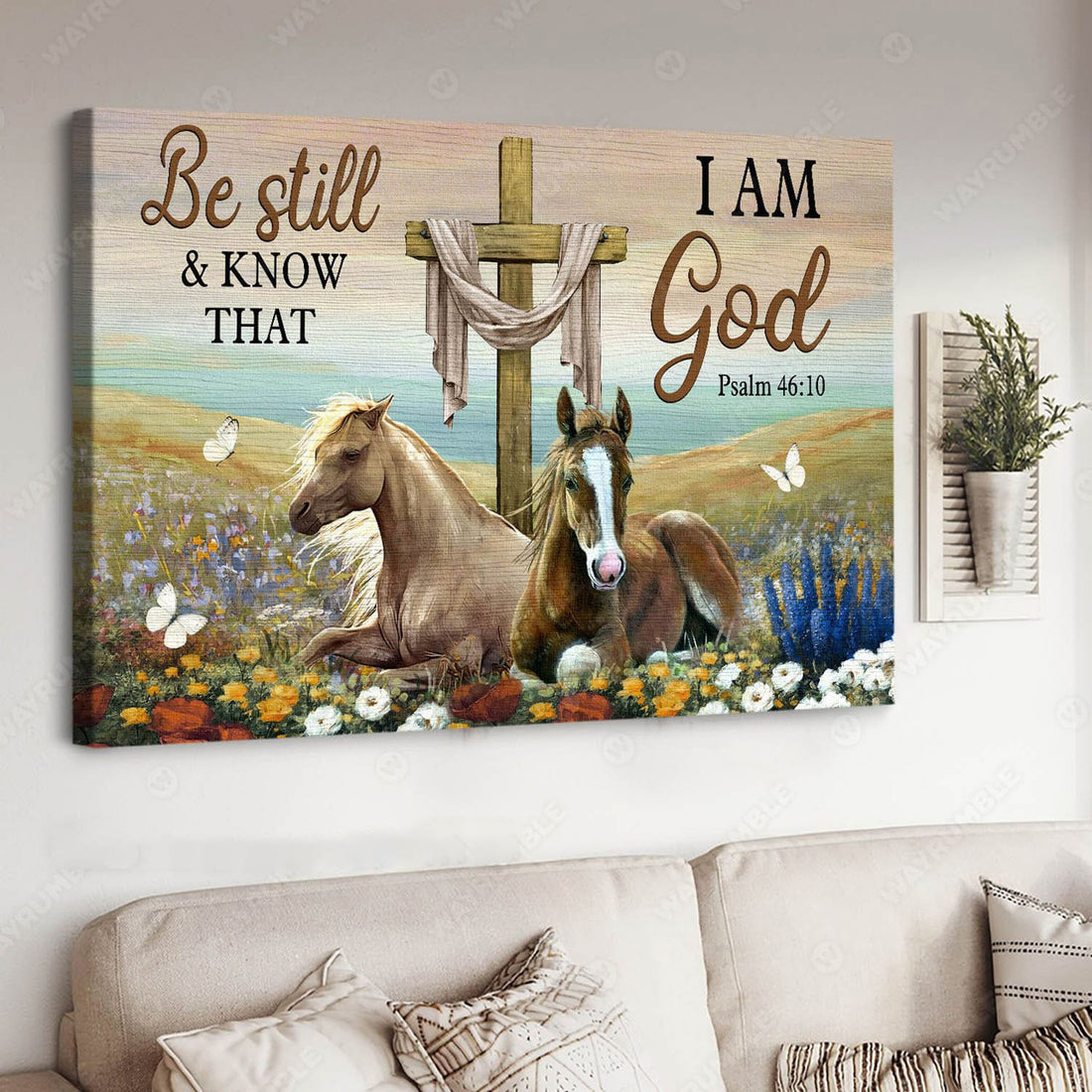 Horse Poster, God Cross, Be Still And Know That I Am God Poster and Canvas