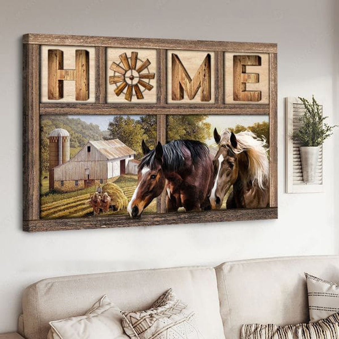 Horse Poster, Home Sweet Home, Farm Horse, Family Poster Poster and Canvas