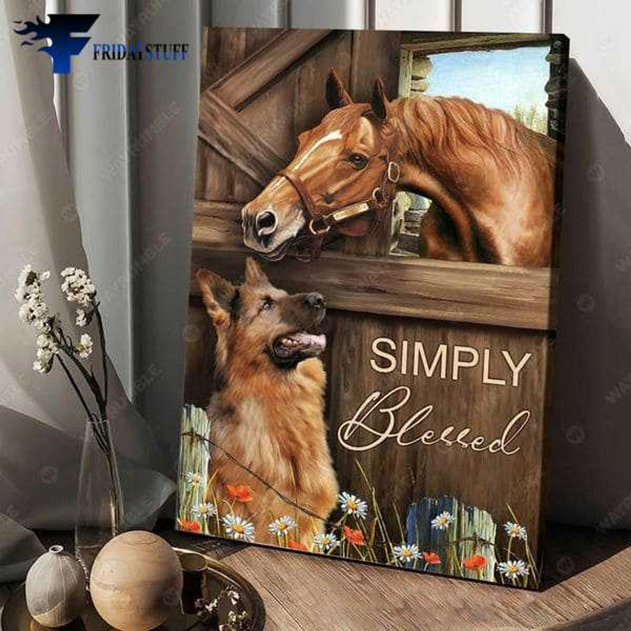 Horse Poster, Horse And Dog, Simply Blessed Poster and Canvas