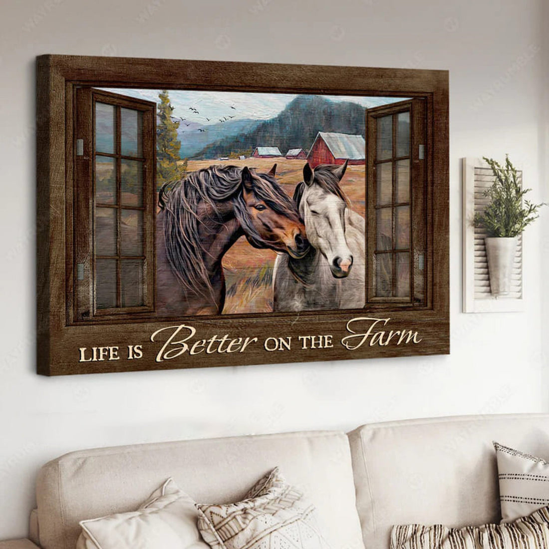 Horse Poster, Horse Couple, Life Is Better On The Farm Poster and Canvas