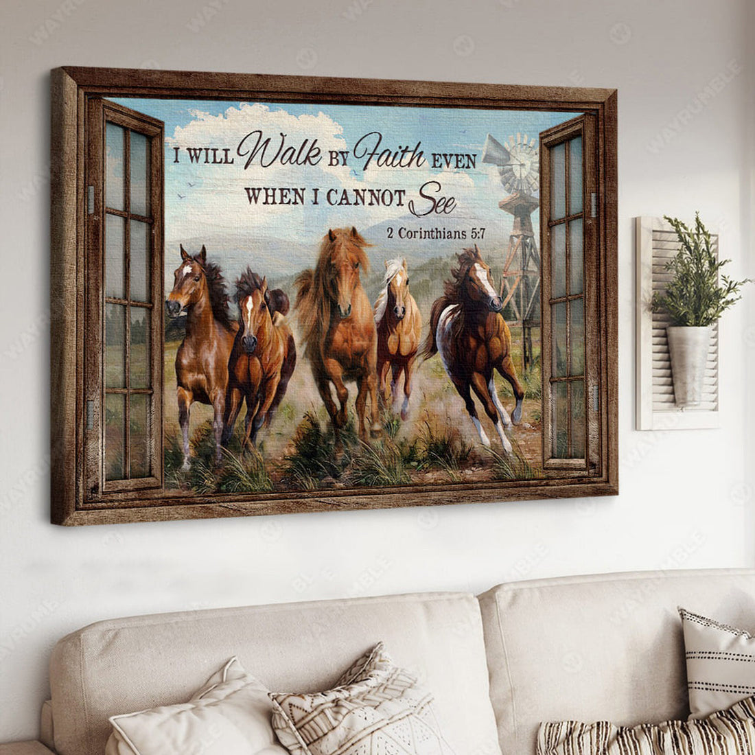 Horse Poster, I Will Walk By Faith Even When I Cannot See, Window Decor Poster and Canvas
