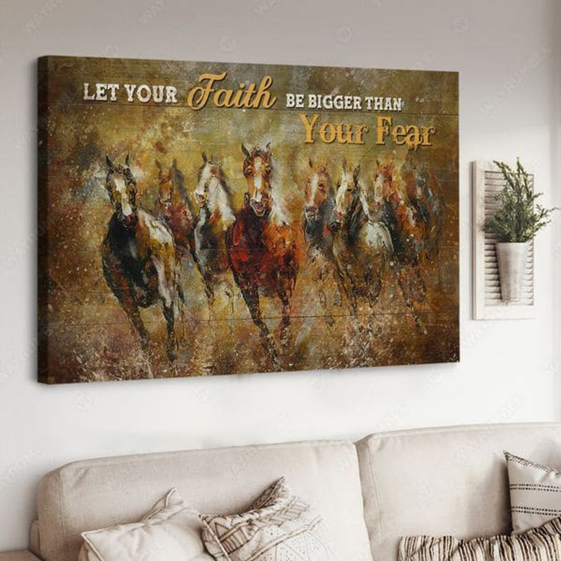Horse Poster, Let Your Faith Be Bigger Than Your Fear, Poster Decor Poster and Canvas