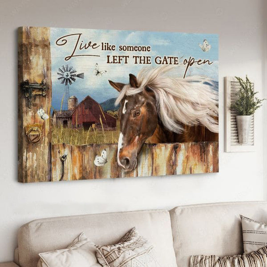 Horse Poster, Live Like Someone Left The Gate Open Poster and Canvas