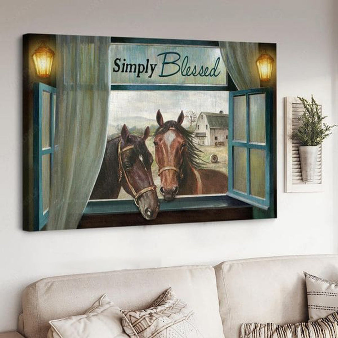 Horse Poster, Simply Blessed, Window Decor Poster and Canvas
