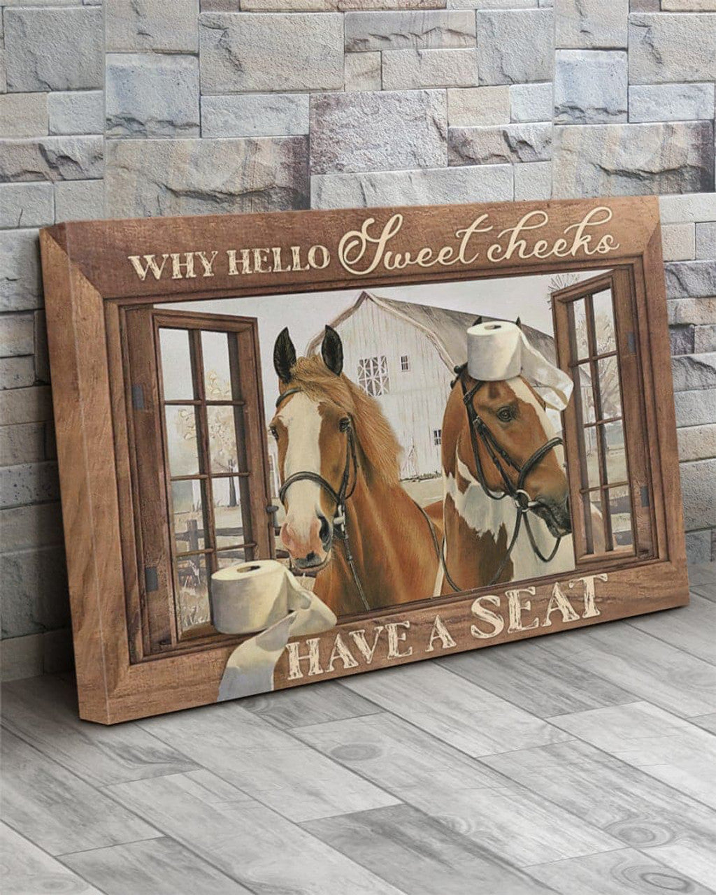Horse Poster, Toilet Decor, Why Hello Sweet Cheeks Have A Seat Poster and Canvas