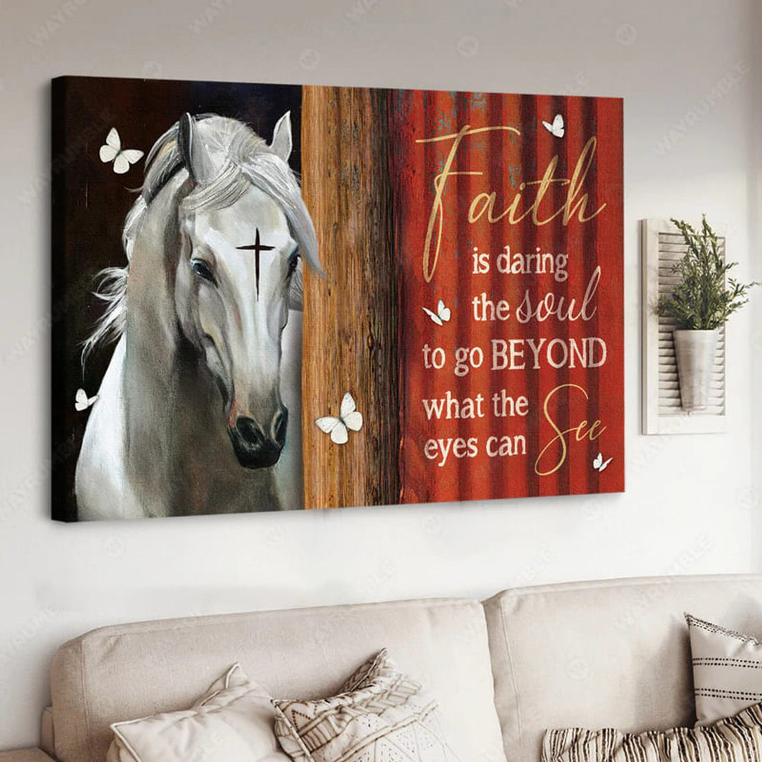 Horse Poster, White Horse, Faith Is Darling The Soul To Go Beyond What The Eyes Can See Poster and Canvas