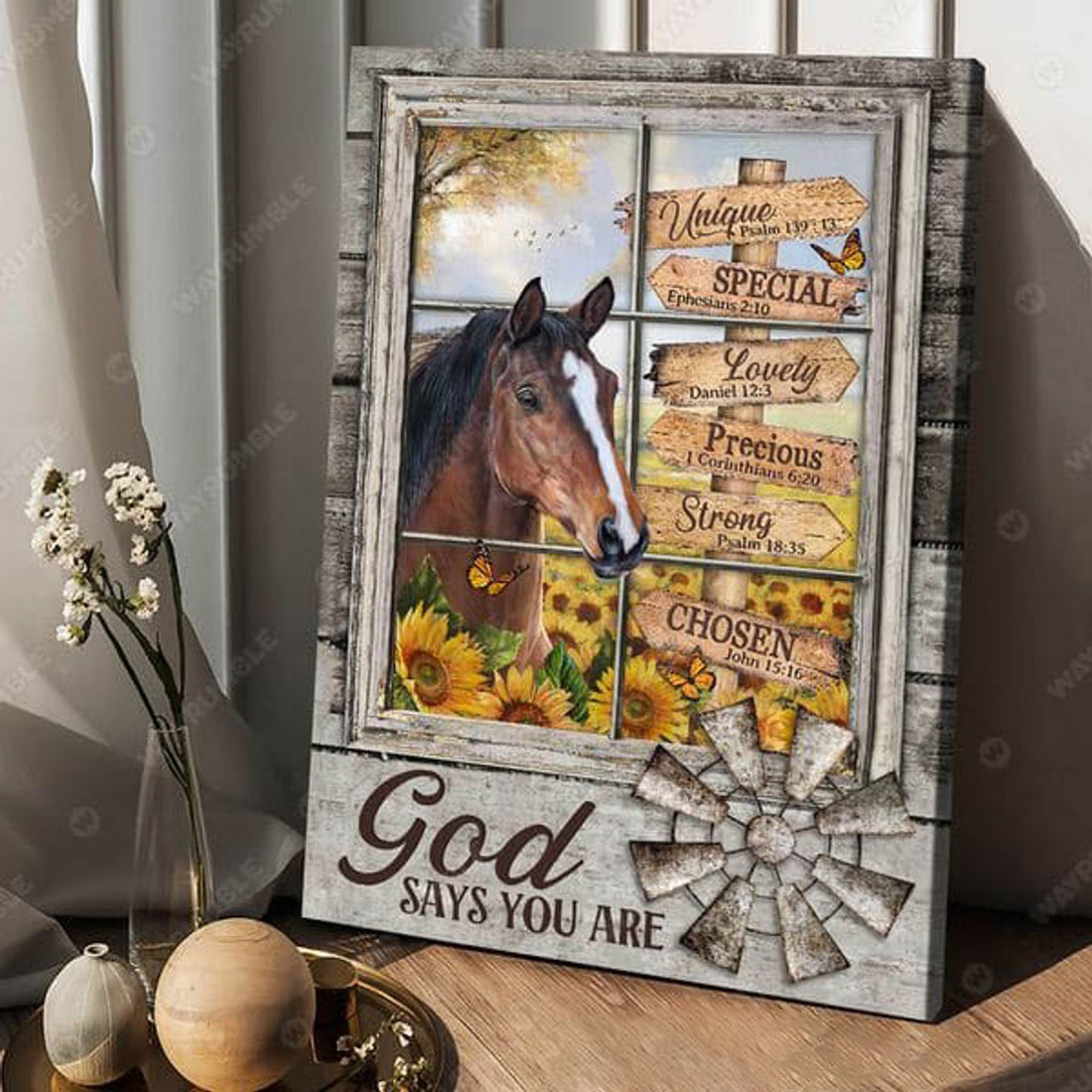 Horse Poster, Window Poster, God Says You Are Unique Special Lovely Strong Chosen Poster and Canvas