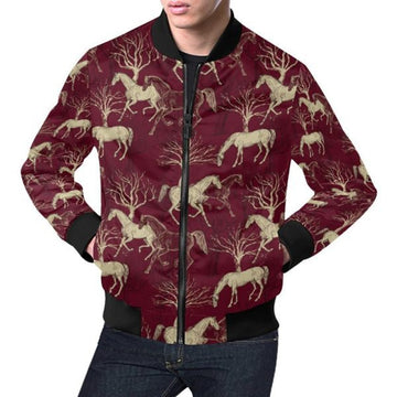 FUNSTUFFPRINT Horse Print Pattern Men's 3D Bomber Jacket