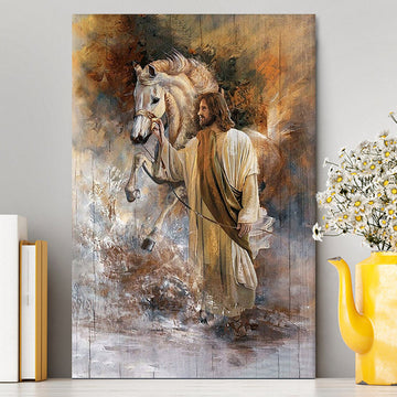 Horse Jesus Christ Painting Canvas Art - Christian Art - Bible Verse Wall Art - Religious Home Decor