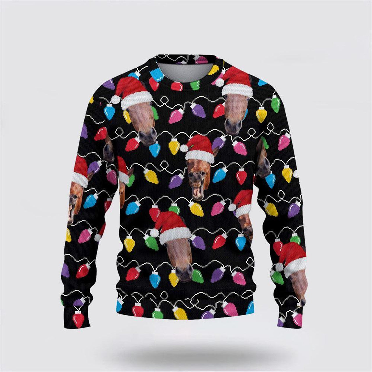 FUNSTUFFPRINT Horse Christmas Ugly Sweater, Gifts For Farmers, Rural Lovers Ugly Sweater