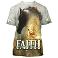 FUNSTUFFPRINT Horse Jesus Hands Reaching OuT-Shirts - Faith Over Fear Christian 3D T-shirt