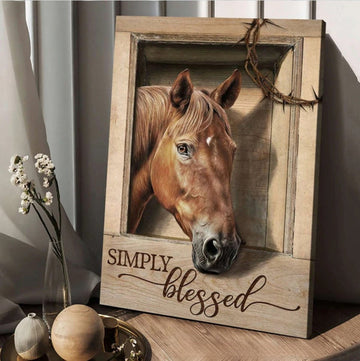 Horse Simply Blessed Crown Of Thorns Jesus Canvas Posters - Christian Wall Posters - Religious Wall Decor