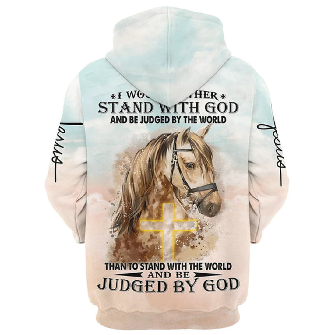 FUNSTUFFPRINT Horse Stand With God Judged By God Hoodie - Men & Women Christian 3D Hoodie and Zip Hoodie