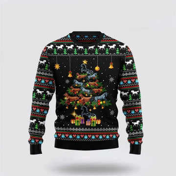 FUNSTUFFPRINT Horse Tree Ugly Christmas Sweater, Farm Sweater, Christmas Gift, Best Winter Outfit Christmas Ugly Sweater
