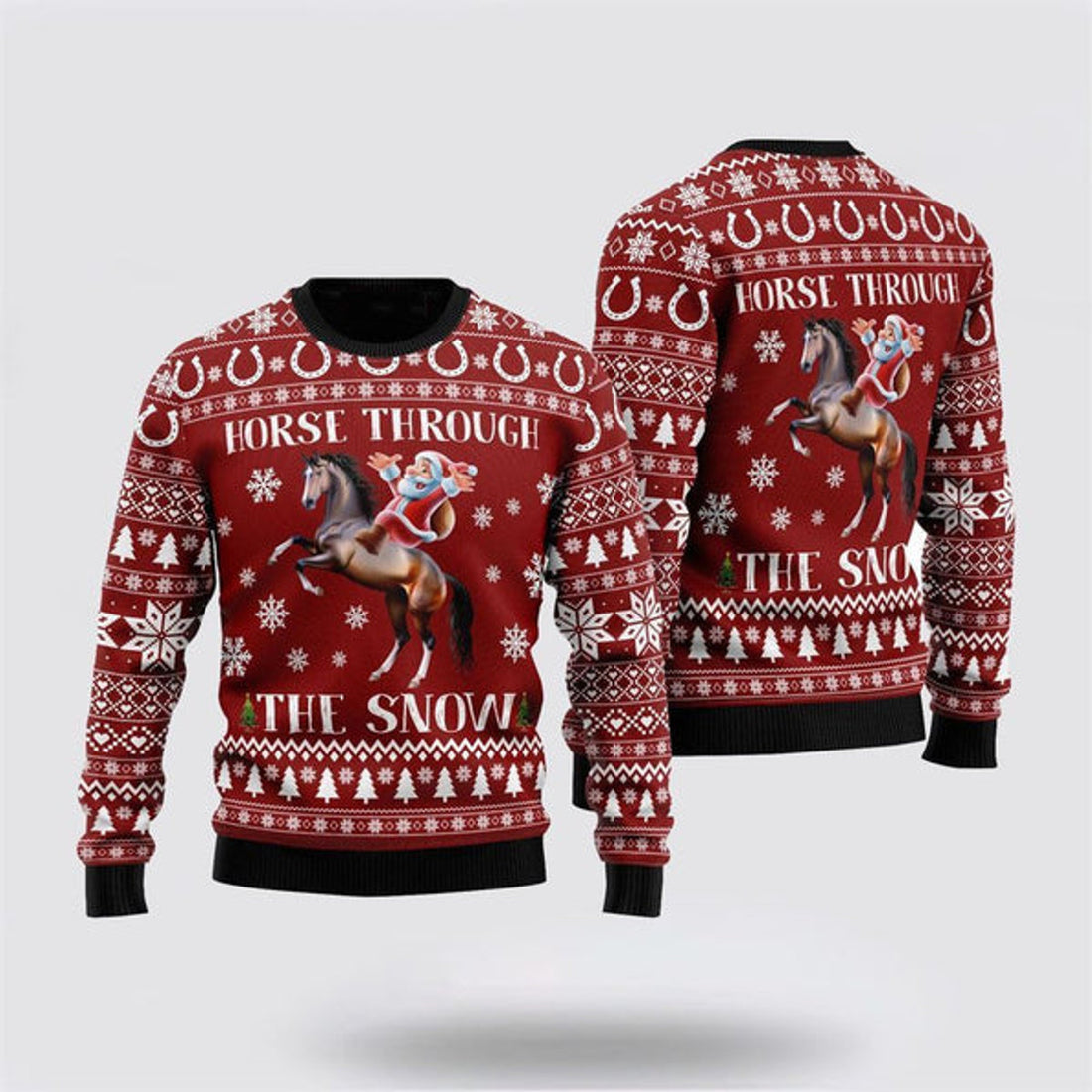 FUNSTUFFPRINT Horse Ugly Christmas Sweater, Farm Sweater, Christmas Gift, Best Winter Outfit Christmas Ugly Sweater