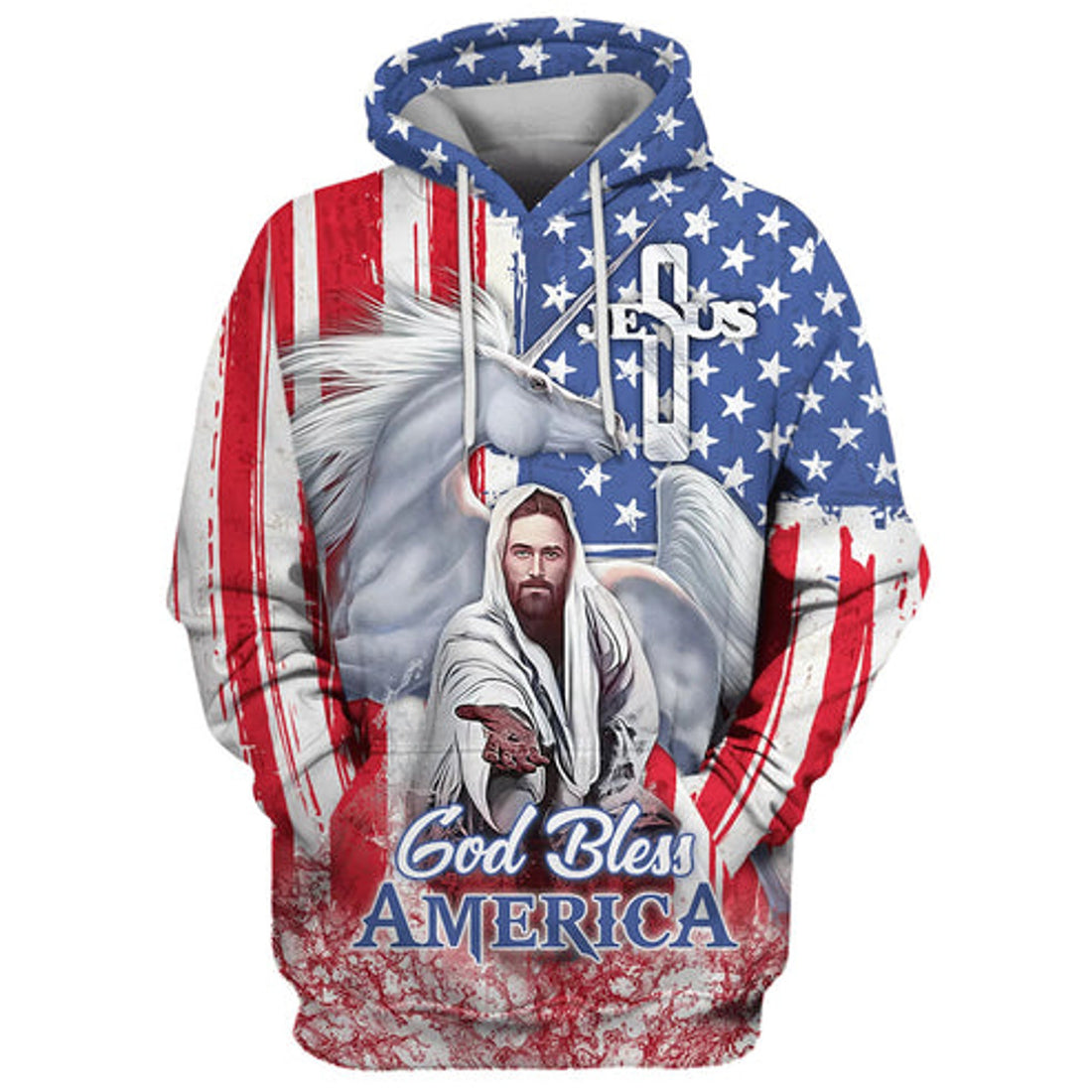 FUNSTUFFPRINT 3D Horse With Jesus Hand 3D Hoodie and Zip Hoodie