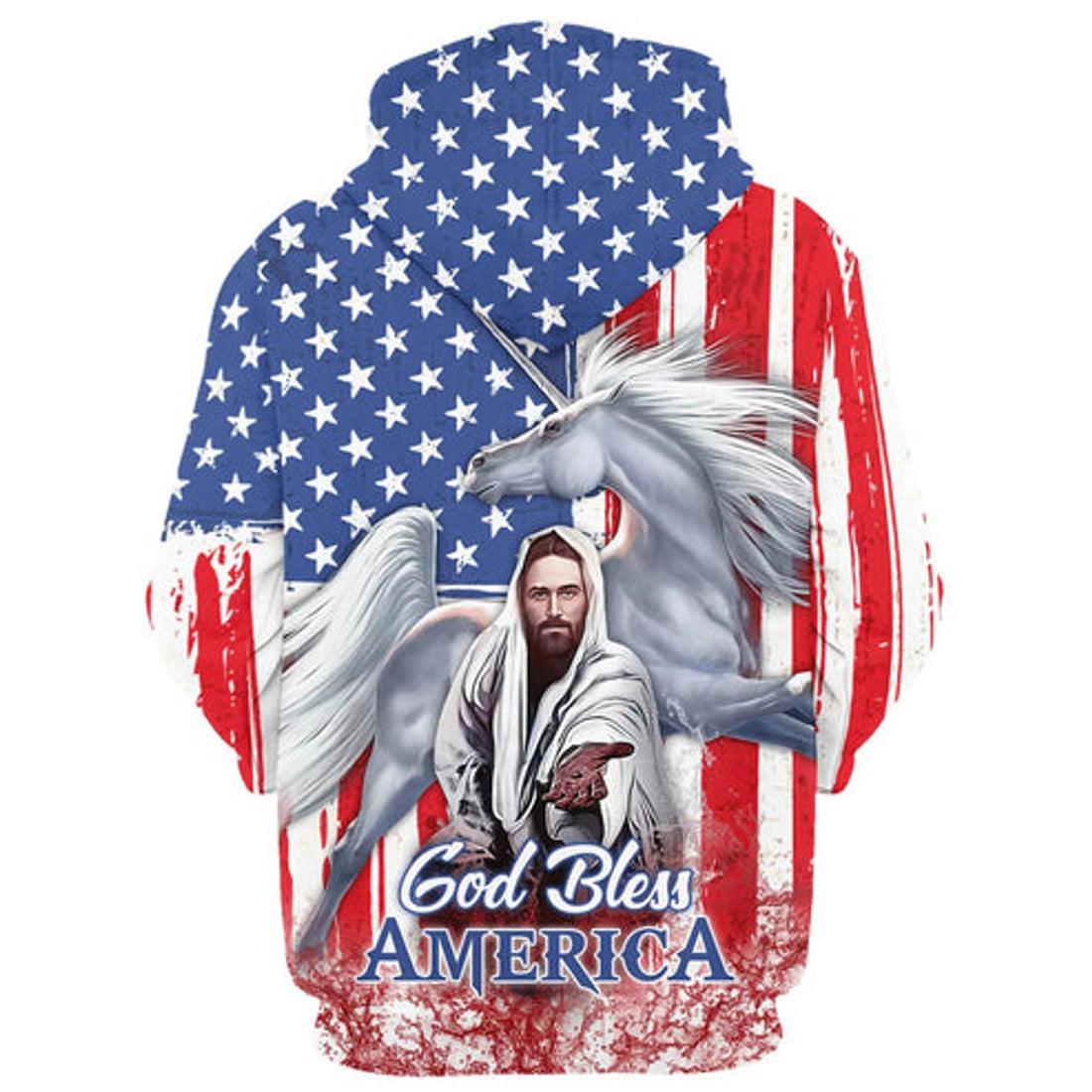 FUNSTUFFPRINT 3D Horse With Jesus Hand 3D Hoodie and Zip Hoodie
