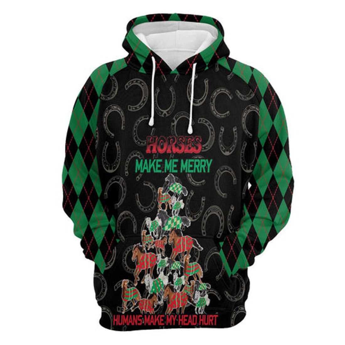 FUNSTUFFPRINT 3D Horses Merry Christmas All Over 3D Hoodie and Zip Hoodie