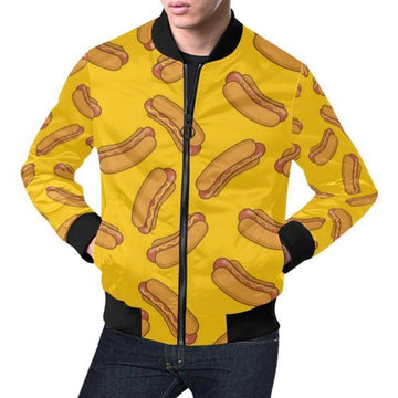 FUNSTUFFPRINT Hot Dog Pattern Print Men's 3D Bomber Jacket