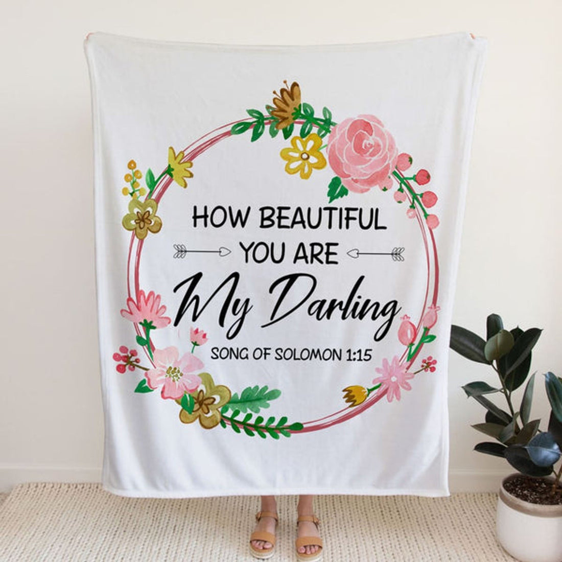 FUNSTUFFPRINT How Beautiful You Are My Darling Song Of Solomon 115 Fleece Blanket - Christian Blanket - Bible Verse Blanket
