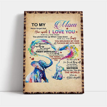 How Much I Love You Elephant Canvas, Mother's Day Canvas Art, Gift For Mom, Birthday Gift, Mother's Day Wall Art