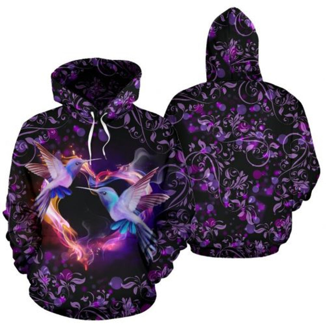 FUNSTUFFPRINT Hummingbird Couple 3D Hoodie and Zip Hoodie