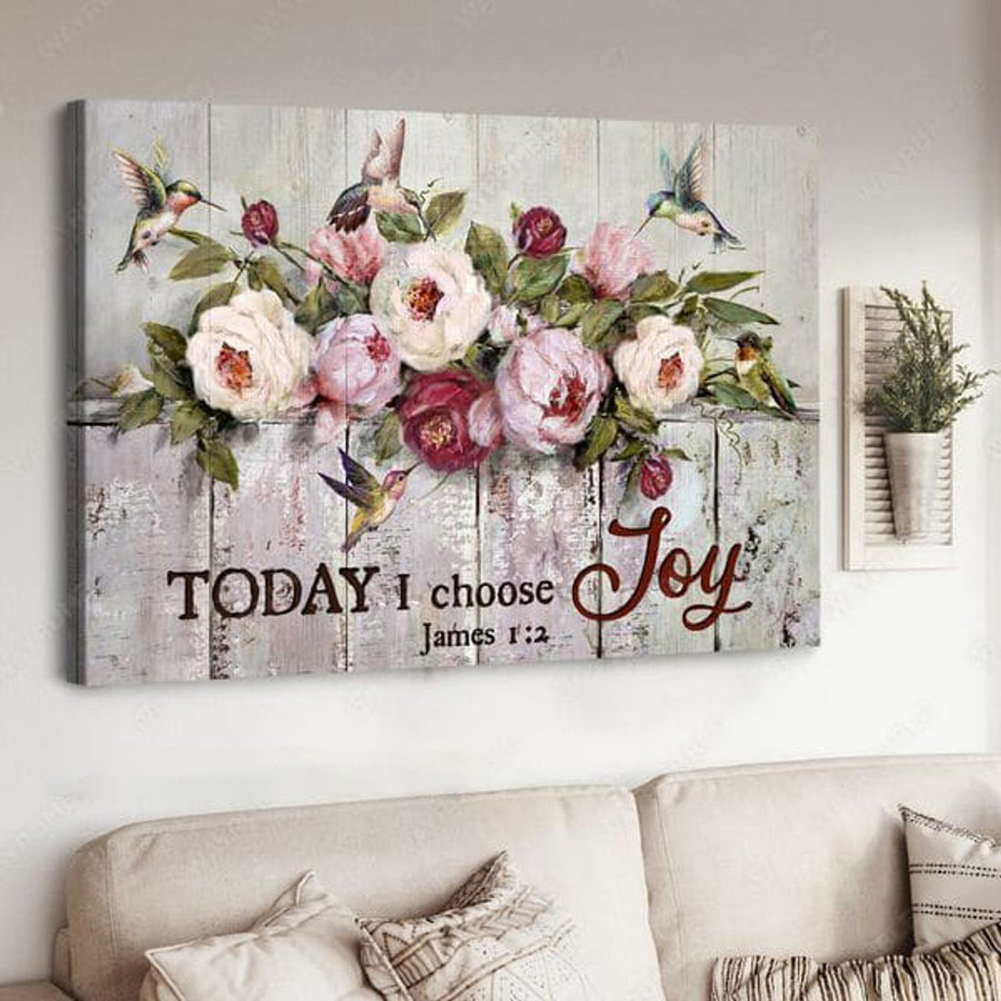 Hummingbird Flower, Today I Choose Joy, Poster Decor Poster and Canvas