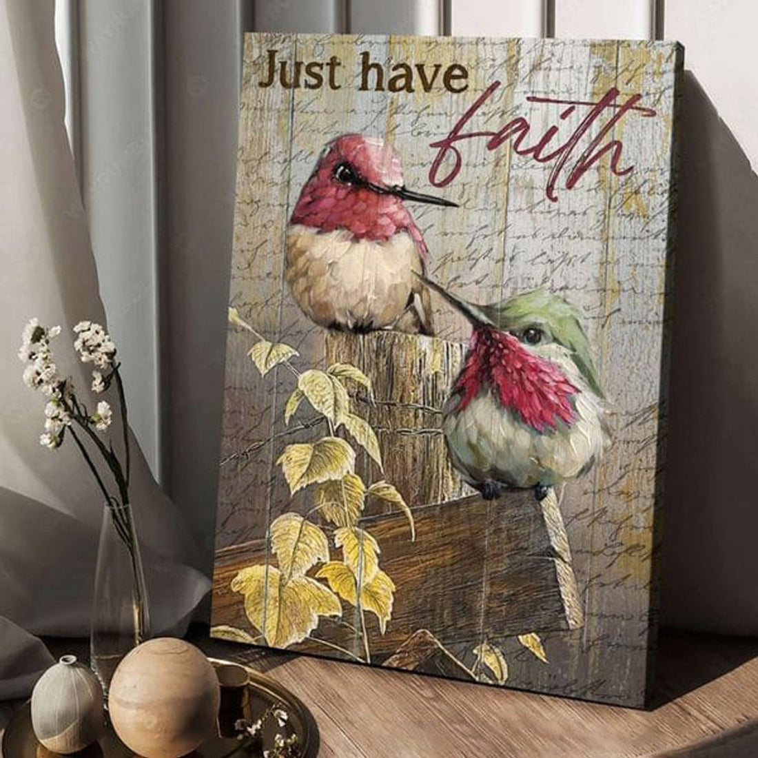 Hummingbird Poster, Just Have Faith, Poster Decor Poster and Canvas
