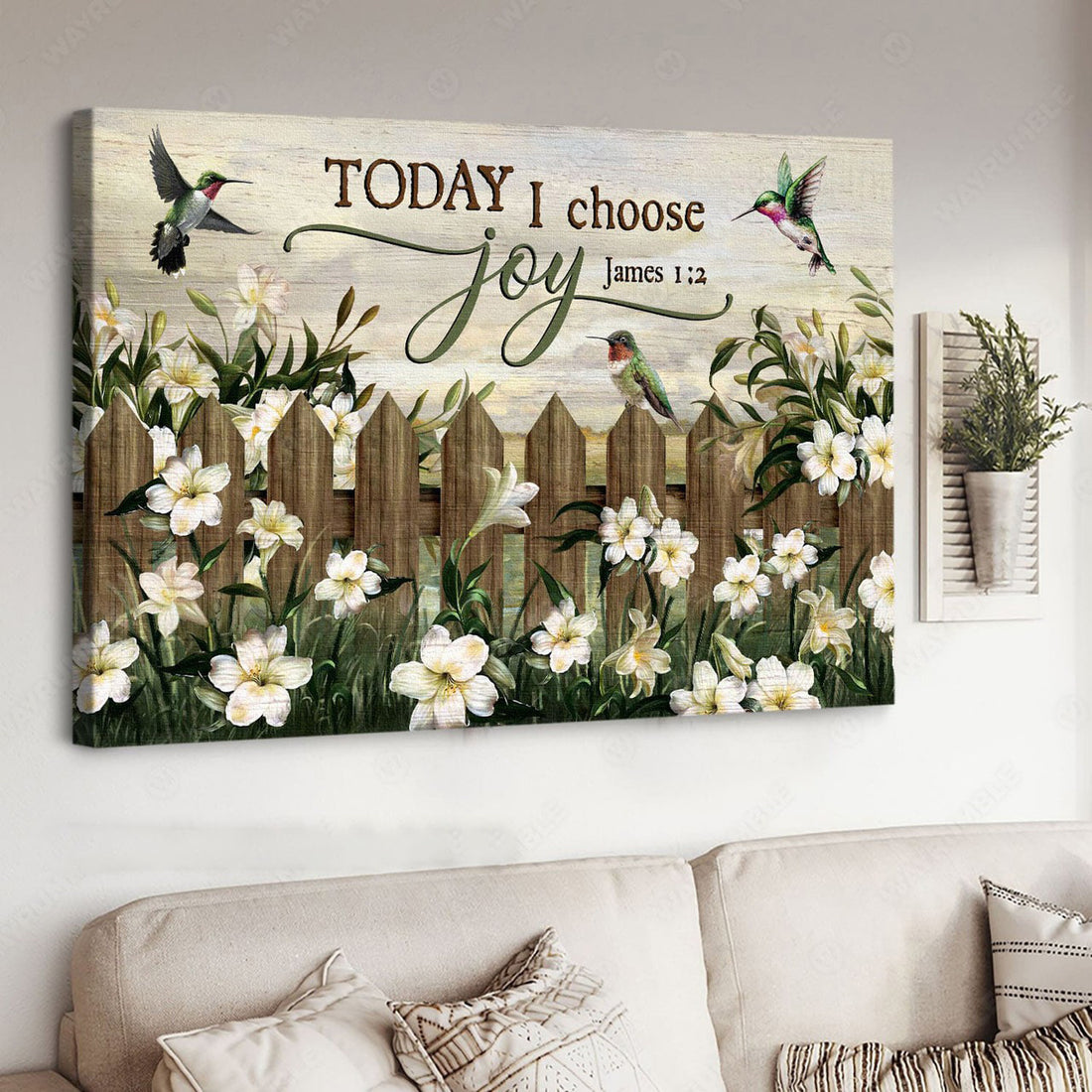 Hummingbird Poster, Today I Choose Joy, Hummingbird Decor Poster and Canvas