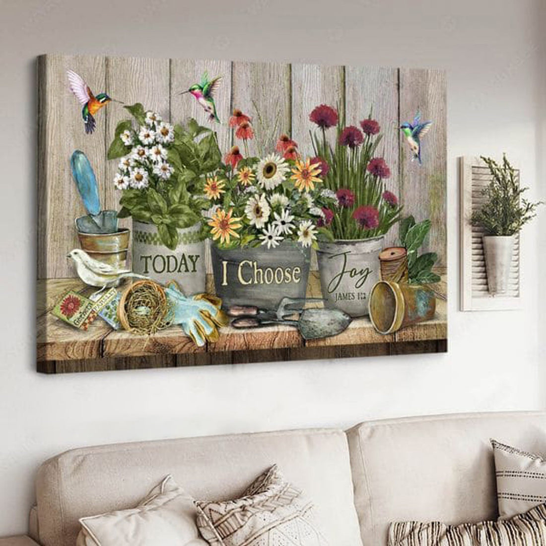 Hummingbird Poster, Today I Choose Joy, Hummingbird Poster, Flower Decor Poster and Canvas