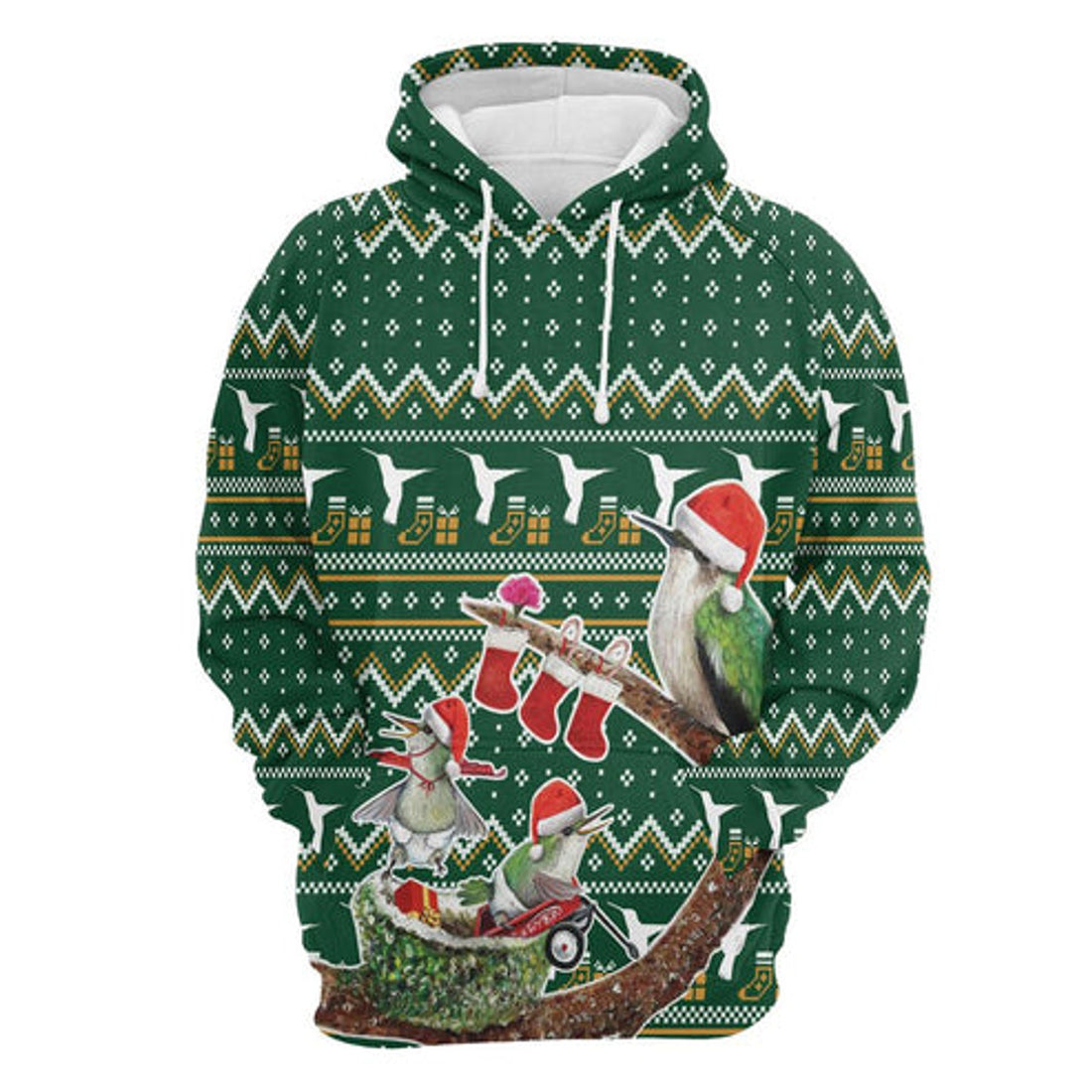 FUNSTUFFPRINT 3D Hummingbird Family Christmas All Over 3D Hoodie and Zip Hoodie