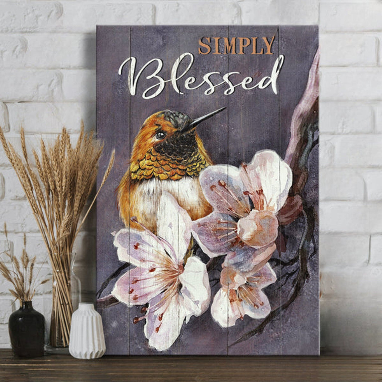 Hummingbird Simply Blessed Canvas Posters - Christian Wall Posters - Religious Wall Decor