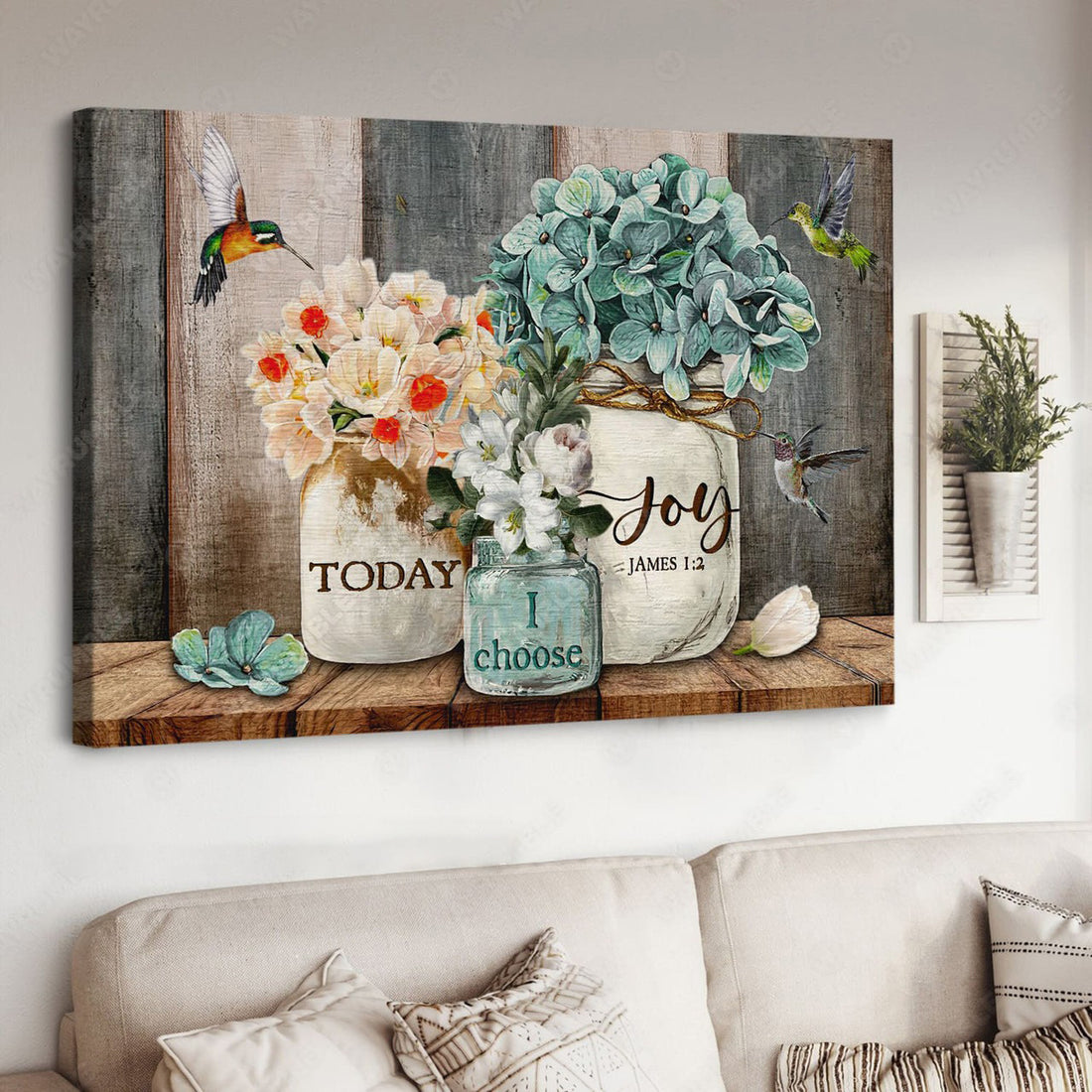 Hummingbrid Flower, Poster Decor, Today I Choose Joy Poster and Canvas