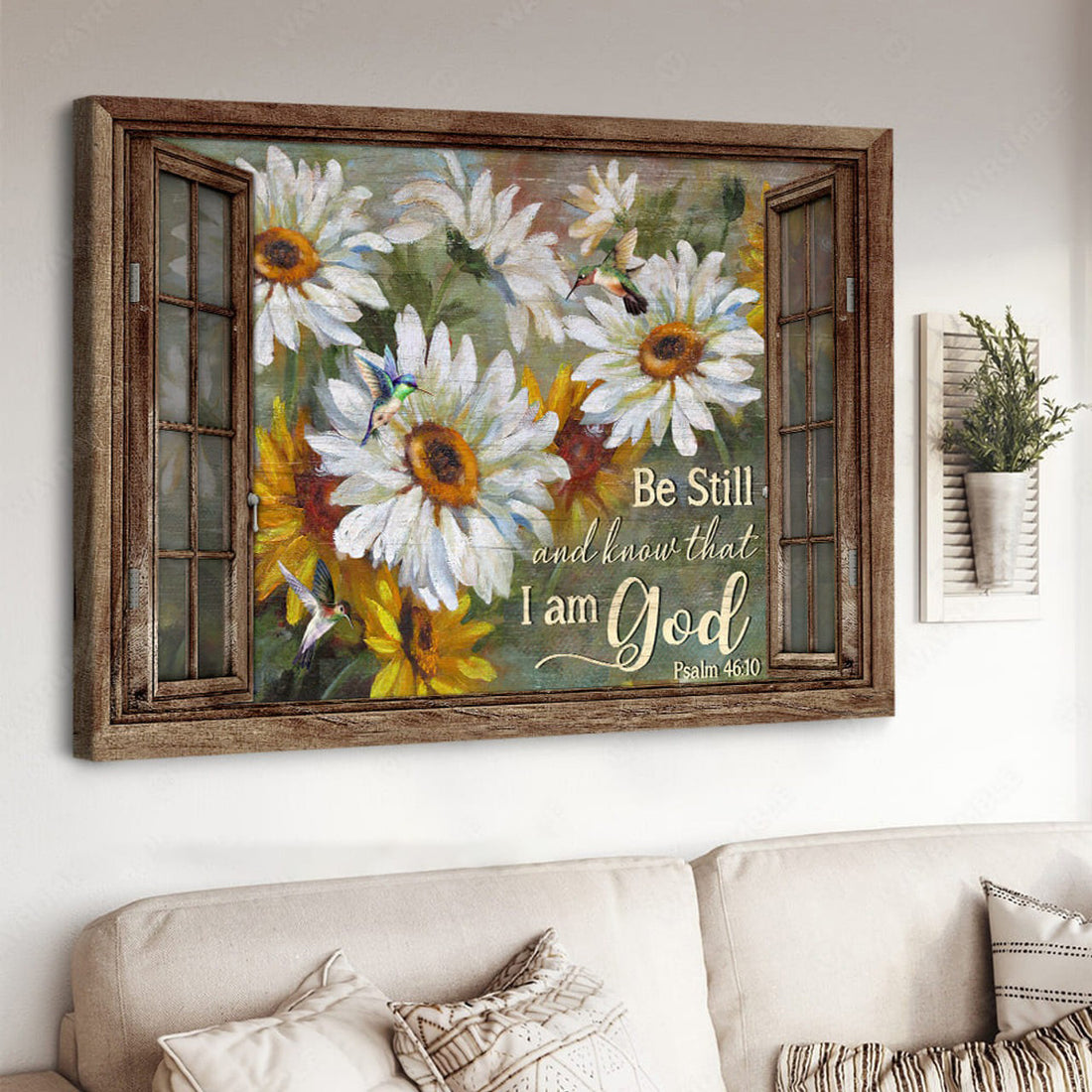 Hummingbrid Flower, Window Poster, Be Still And Know That I Am God Poster and Canvas
