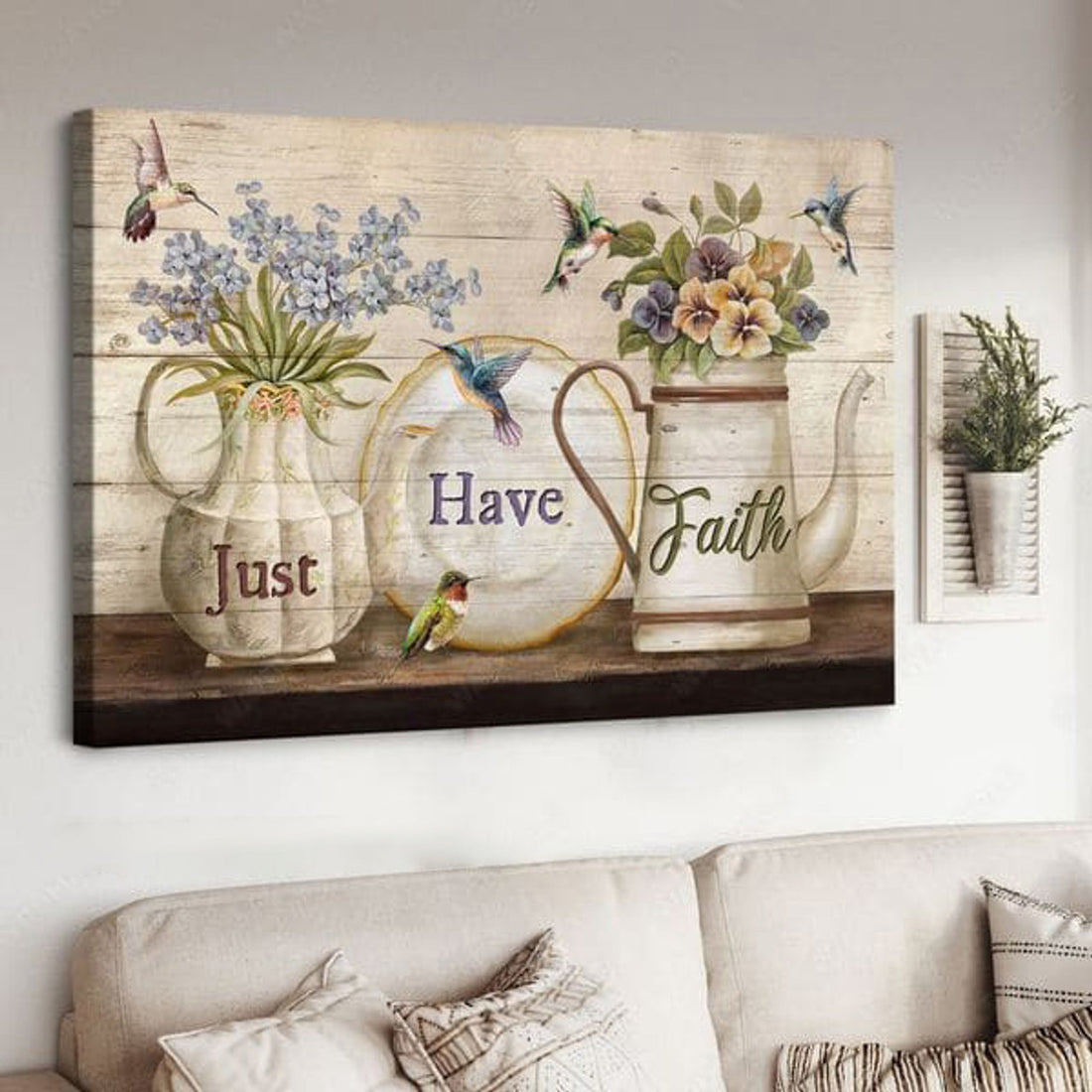 Hummingbrid Poster, Just Have Faith, Poster Decor Poster and Canvas