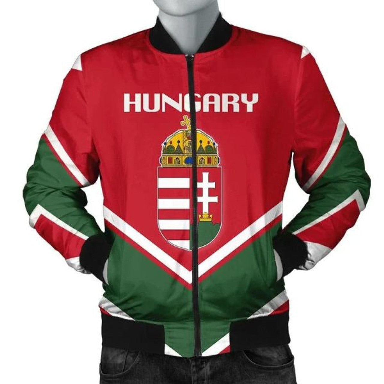 FUNSTUFFPRINT Hungary Coat Of Arms Men Bomber Jacket Lucian Style Bomber Jacket