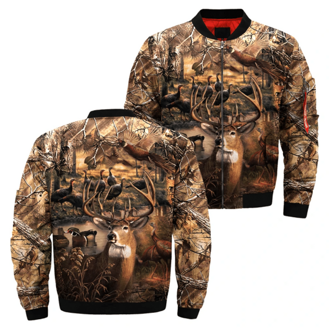 FUNSTUFFPRINT Hunting Forest Animal Bomber Jacket 1220 Bomber Jacket