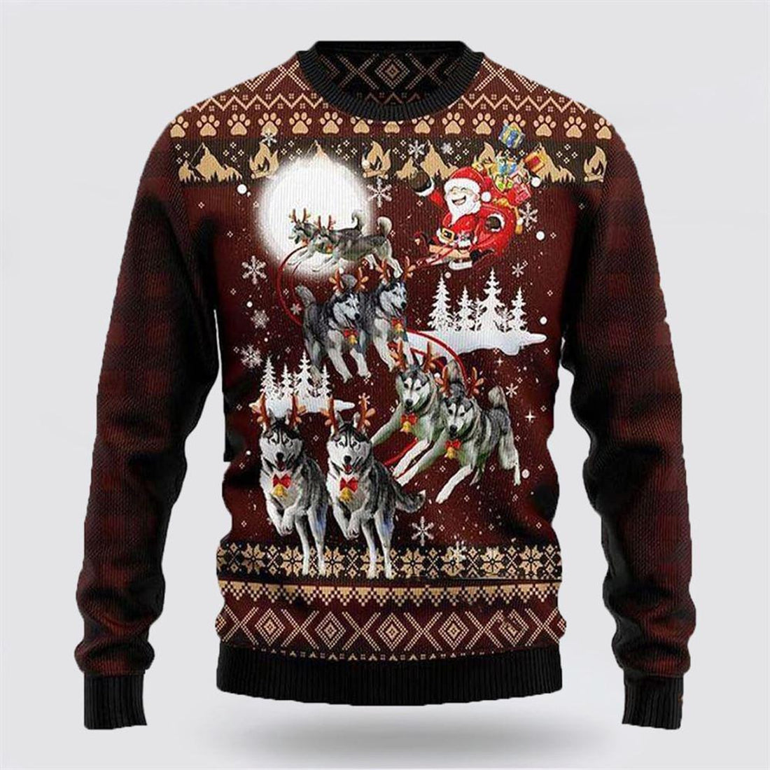 FUNSTUFFPRINT Husky Christmas Dog Ugly Sweaters 3D - Gifts For Dog Lover Ugly Sweater